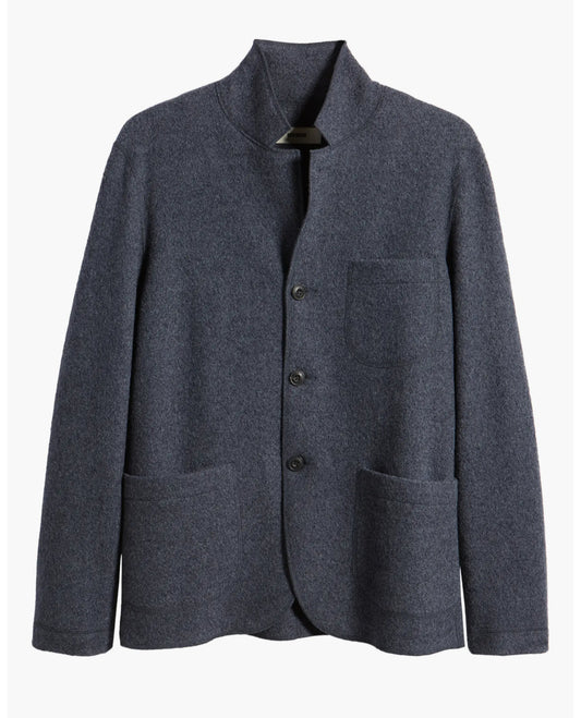 BUCK MASON FELTED CHORE COAT IN MARLED NAVY