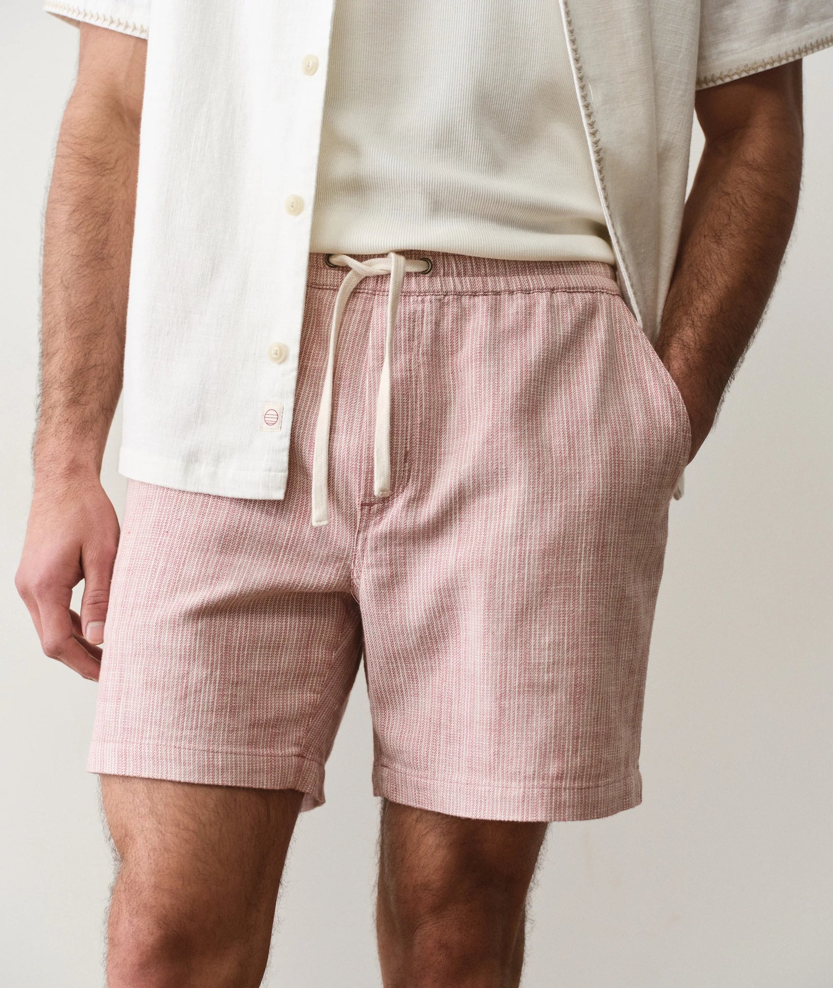 MARINE LAYER 6” SATURDAY CORD SHORT IN WITHERED ROSE STRIPE in WITHERED ROSE STRIPE — view 2