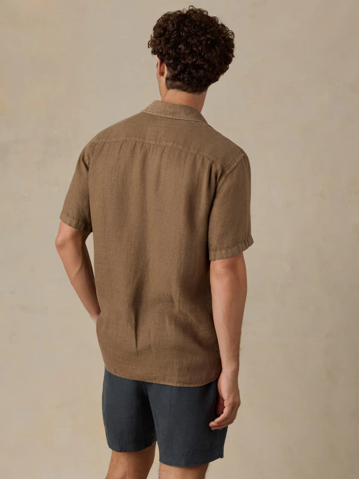 FAHERTY SS PALMA LINEN SHIRT IN ISLAND BROWN in ISLAND BROWN — view 3