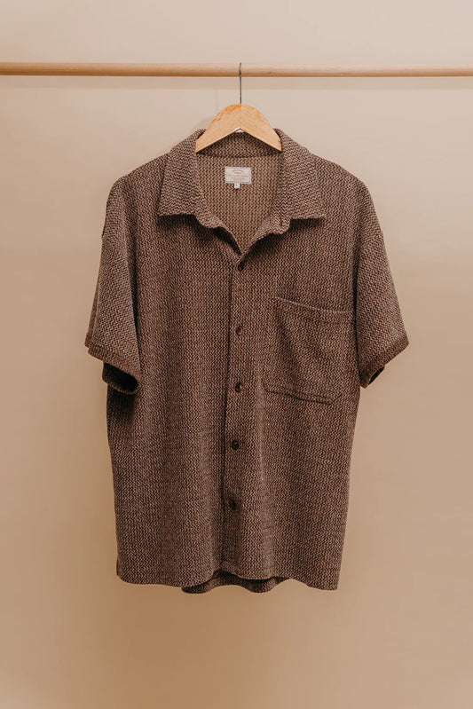Ottway the Label - OTTWAY DIXTON SHORT SLEEVE SHIRT IN TEXTURED BROWN - Rent With Thred