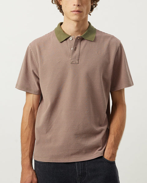 CORRIDOR STRIPE PIQUE POLO IN PINK in PINK — view 2