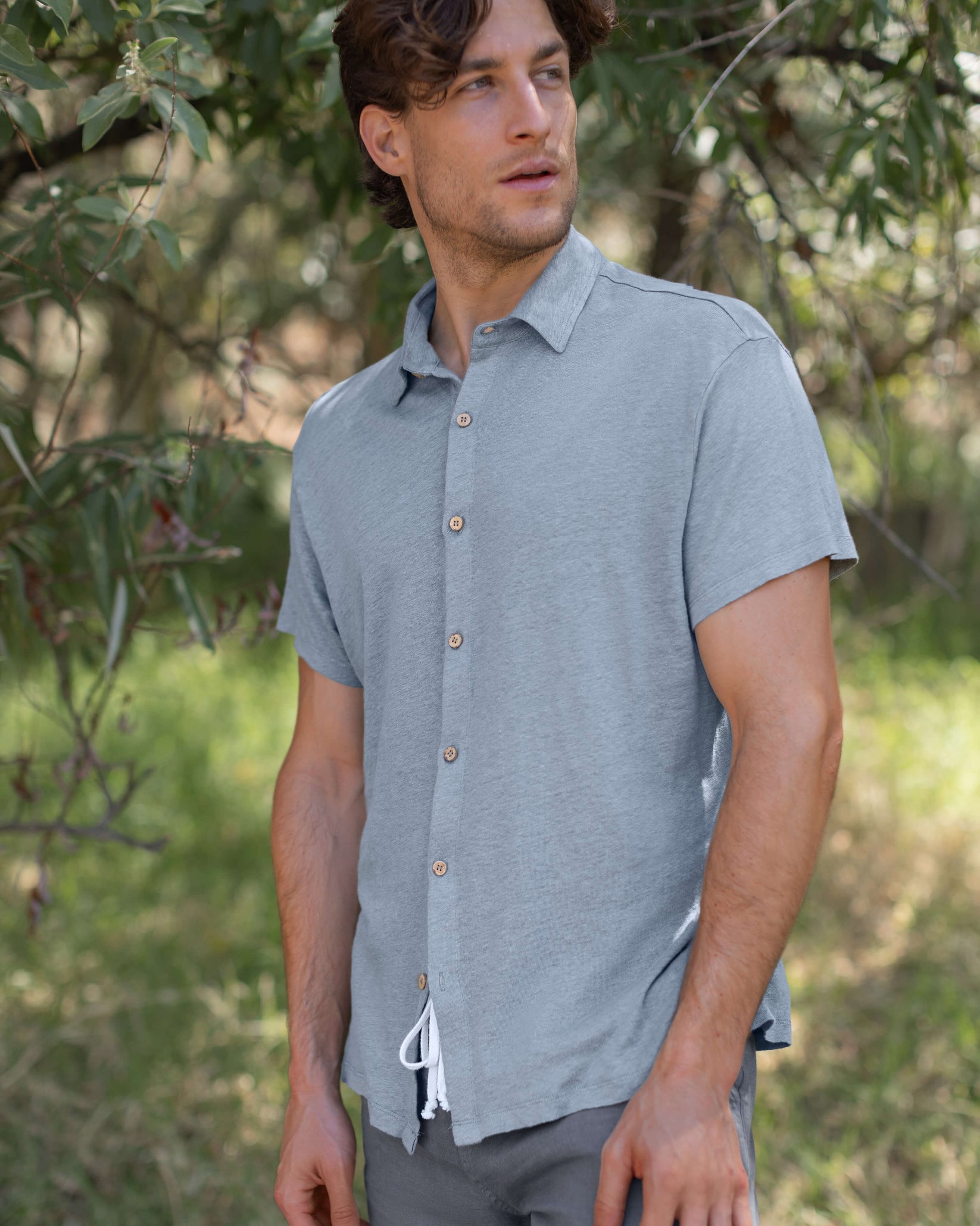 ALEX CRANE KNIT OLA SHIRT IN WAVE in WAVE — view 2