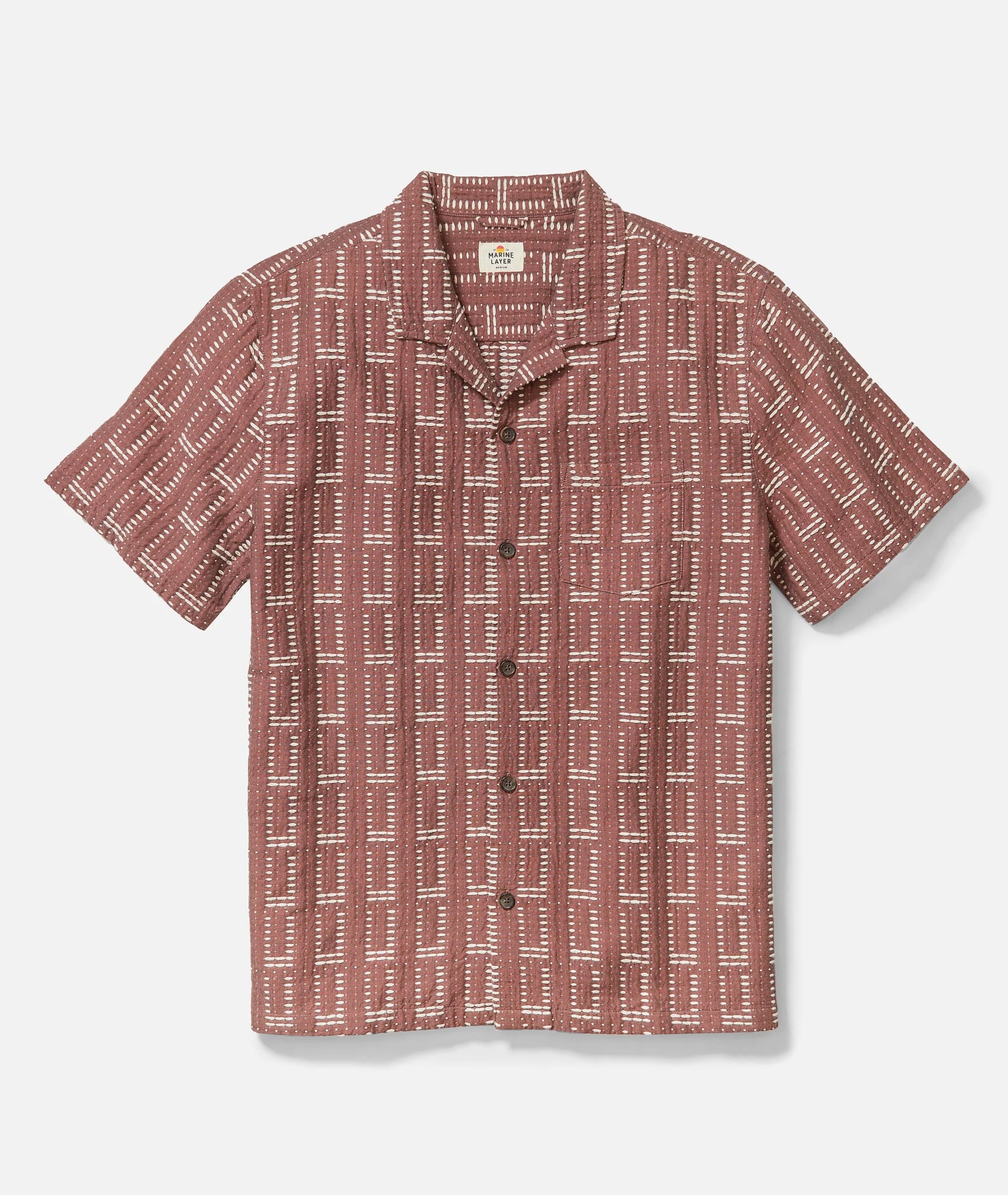 MARINE LAYER DOBBY RESORT SHIRT IN WITHERED ROSE in WITHERED ROSE — main product view