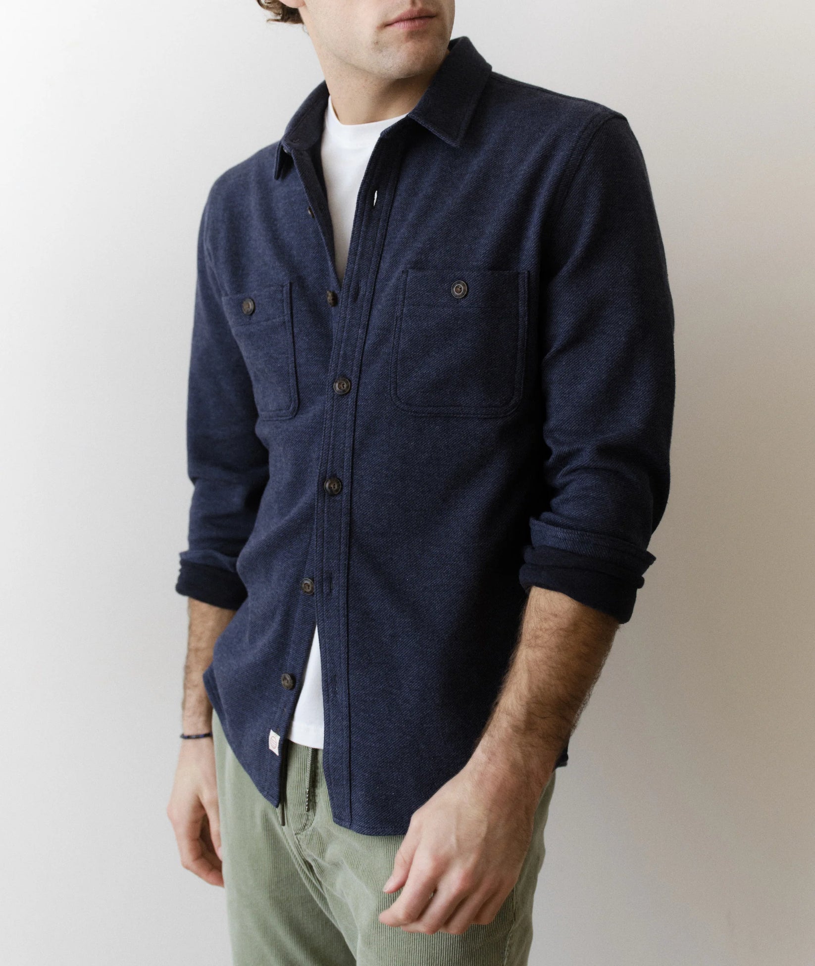 MARINE LAYER PACIFICA STRETCH TWILL OVERSHIRT IN NAVY in NAVY — main product view