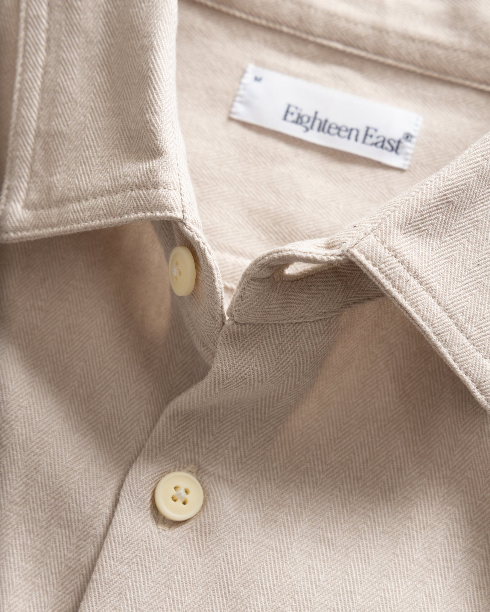 18 EAST ALBERTO "PER LAVORO" SHIRT IN ECRU YARN DYED HBT MIL-SPEC COTTON in ECRU YARN DYED HBT MIL-SPEC COTTON — view 2