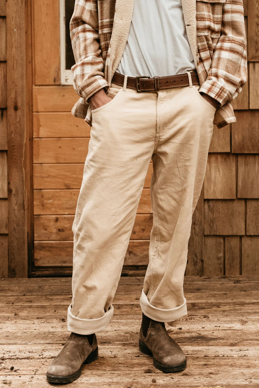 OTTWAY THE LABEL DAYTON PANT IN CREAM CORD in CREAM CORD — view 6