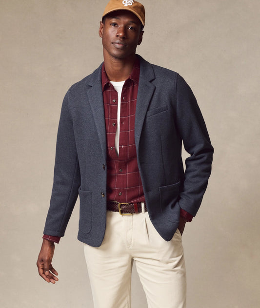 MARINE LAYER PACIFICA WOOL BLAZER IN DARK NAVY