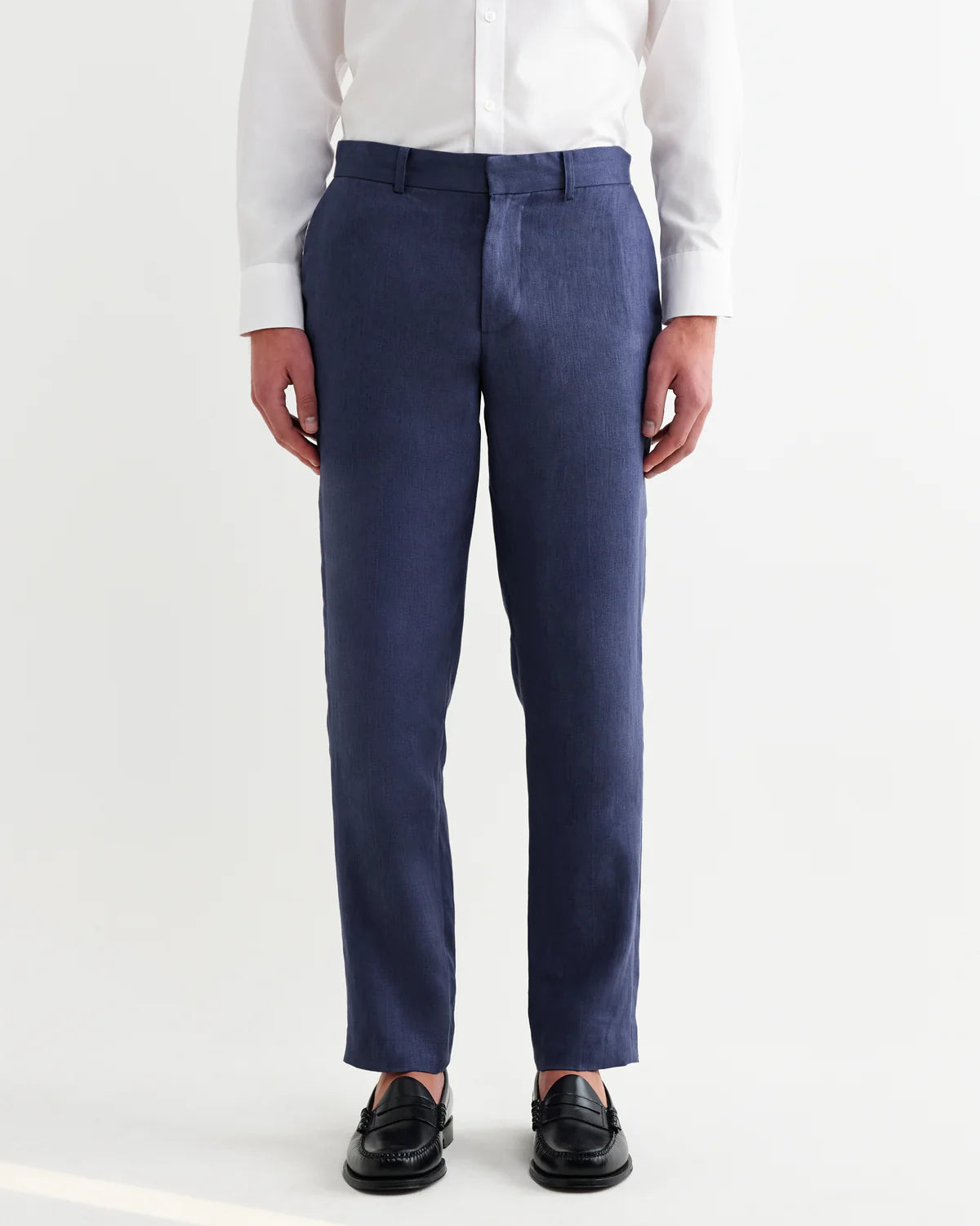 WAX LONDON ALP LINEN TROUSERS IN MID BLUE in MID BLUE — view 2