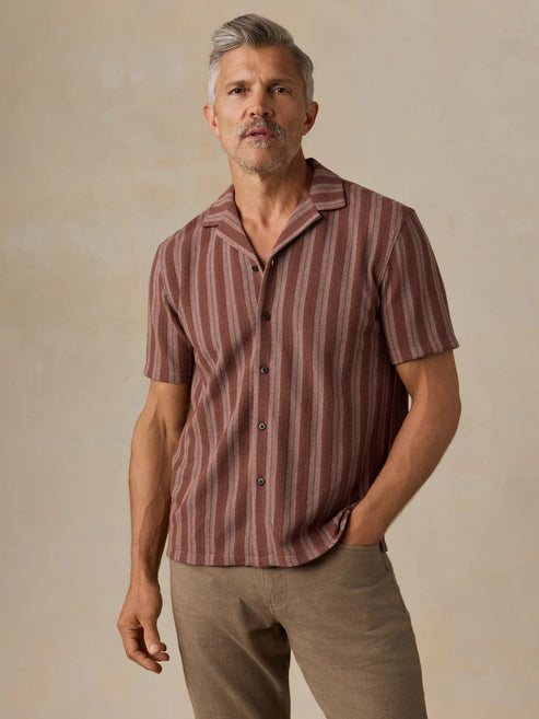 FAHERTY SS OASIS CAMP SHIRT IN AUTUMN SKY STRIPE product view