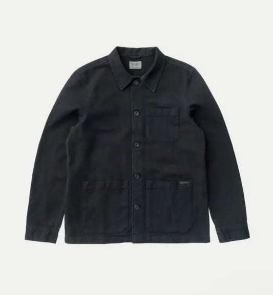 NUDIE JEANS BARNEY WORKER JACKET IN BLACK