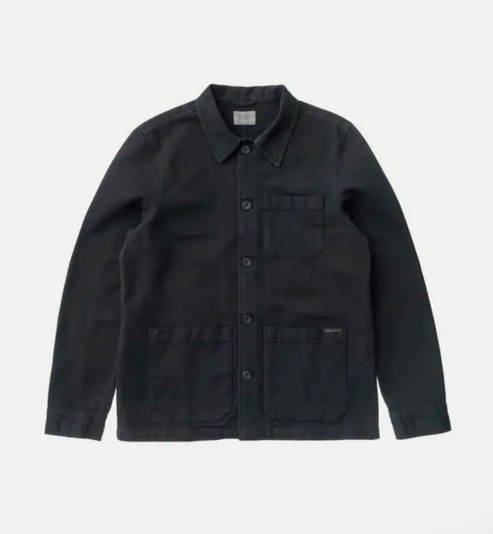 NUDIE JEANS BARNEY WORKER JACKET IN BLACK