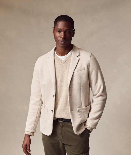 MARINE LAYER PACIFICA WOOL BLAZER IN TAUPE BROWN