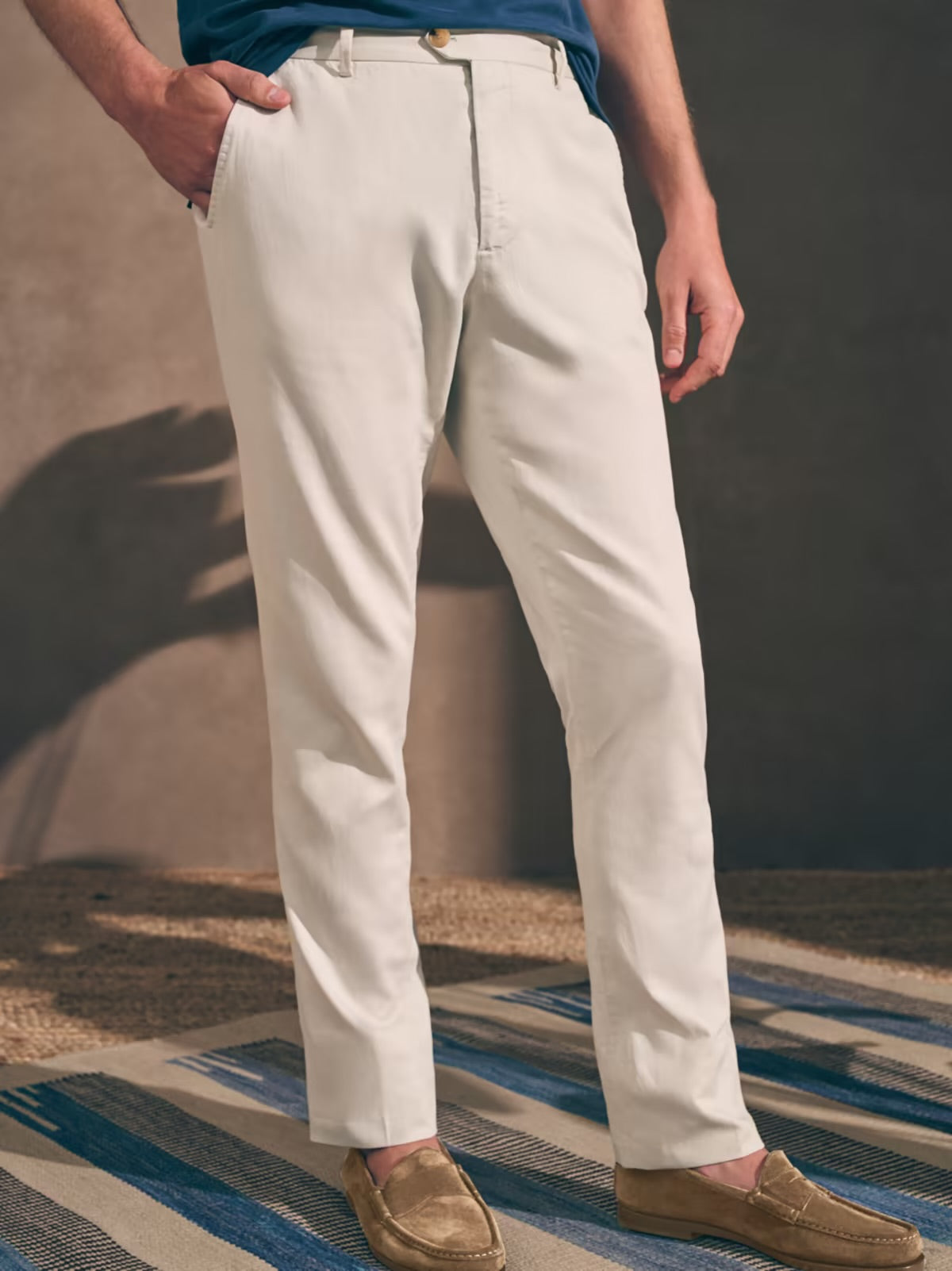 FAHERTY RESERVE ALL-SEASON LINEN TROUSER IN TROPICAL IVORY