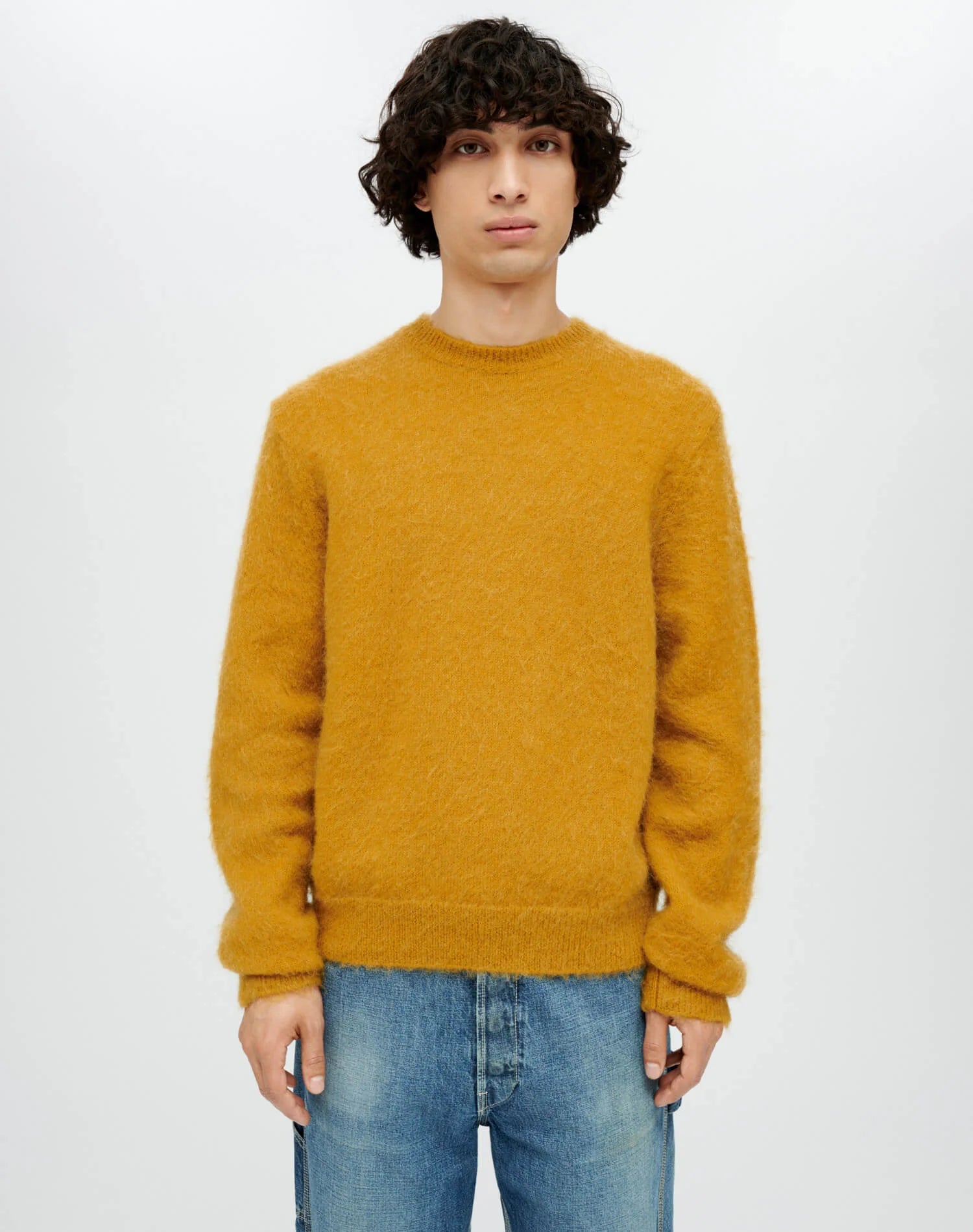 RE/DONE CLASSIC CREW SWEATER IN MUSTARD in MUSTARD — view 4