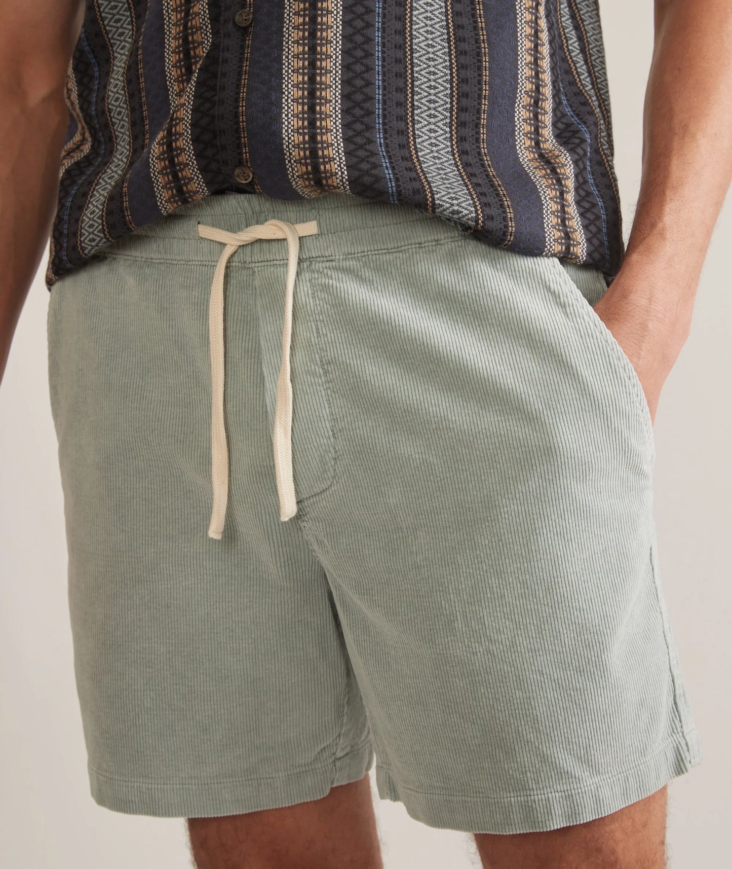 MARINE LAYER 6” SATURDAY CORD SHORT IN GREY MIST