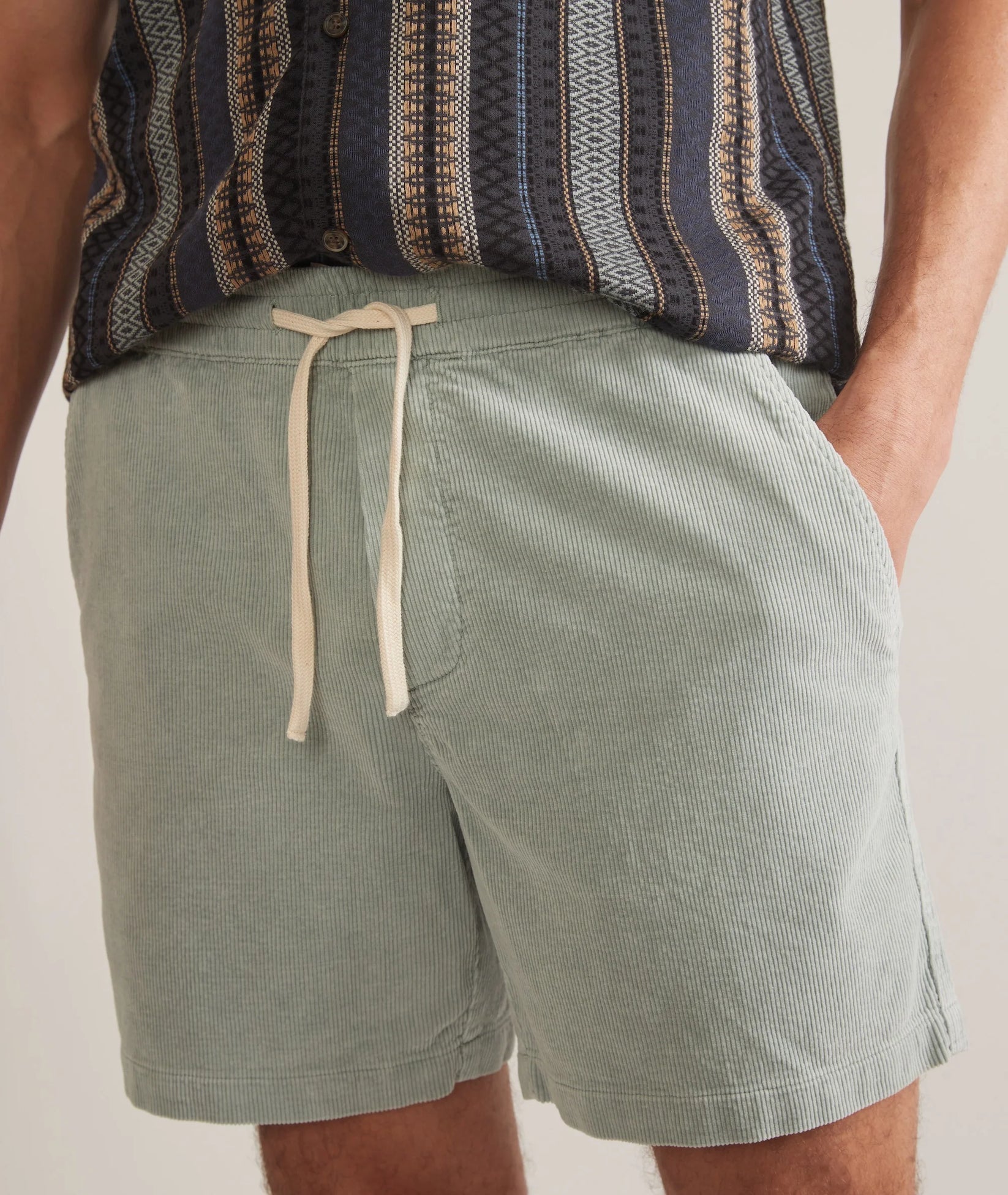 MARINE LAYER 6” SATURDAY CORD SHORT IN GREY MIST in GREY MIST — view 2