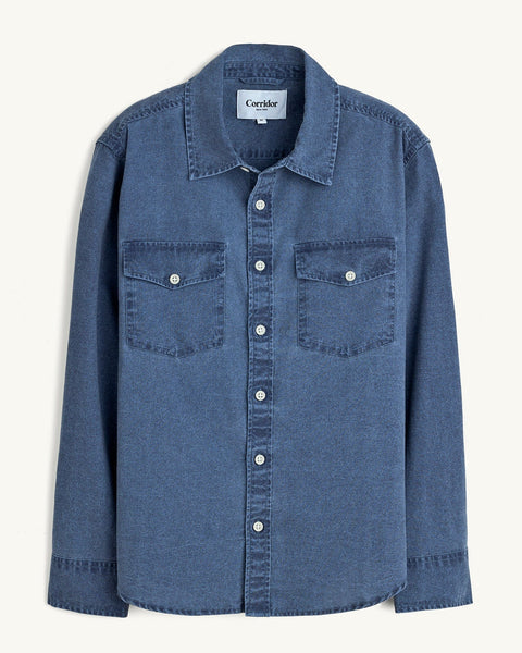 CORRIDOR PIGMENT DYE LINEN CANVAS LS IN NAVY