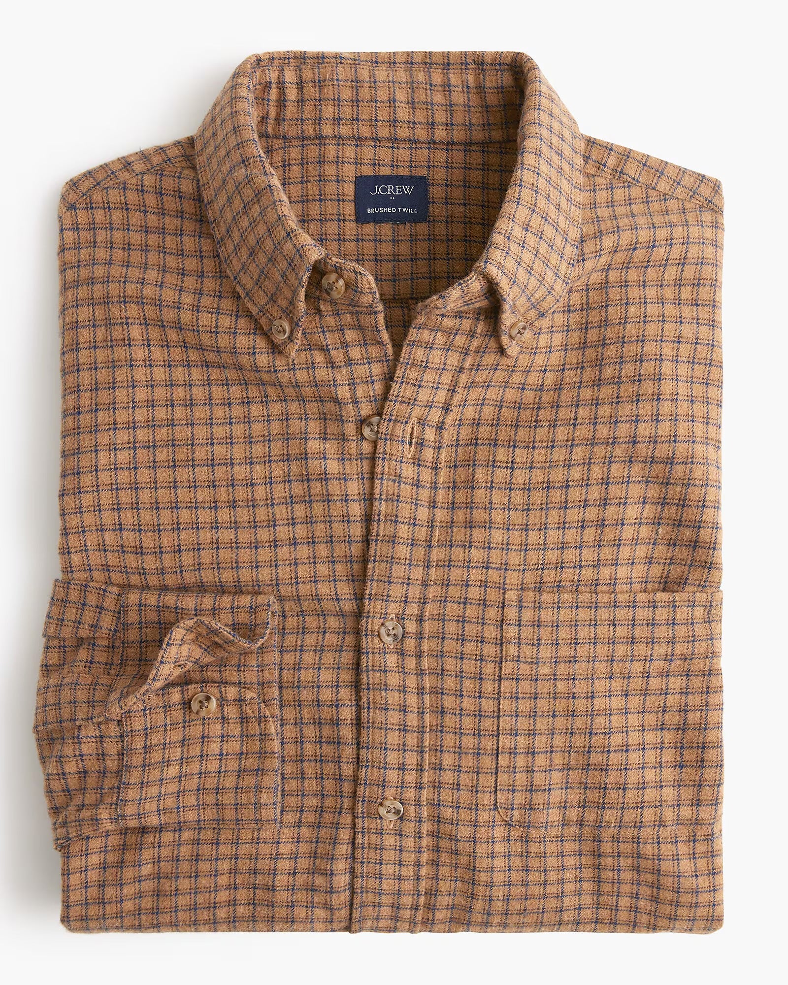 J. Crew J.CREW BRUSHED TWILL SHIRT IN HEATHER CAMEL MULTI in HEATHER CAMEL MULTI — main product view