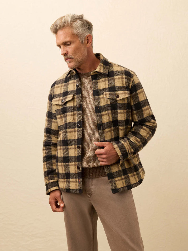 FAHERTY RANGE FLEECE LINED CPO IN SHADOW EARTH PLAID