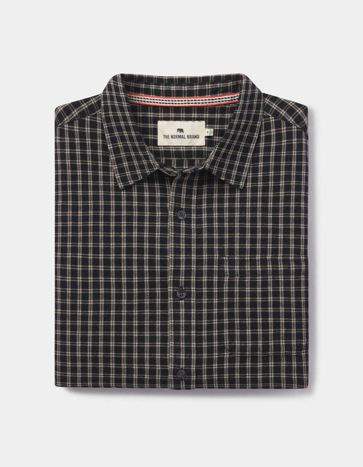 THE NORMAL BRAND NIKKO CLASSIC BUTTON UP SHIRT IN BLACK PLAID