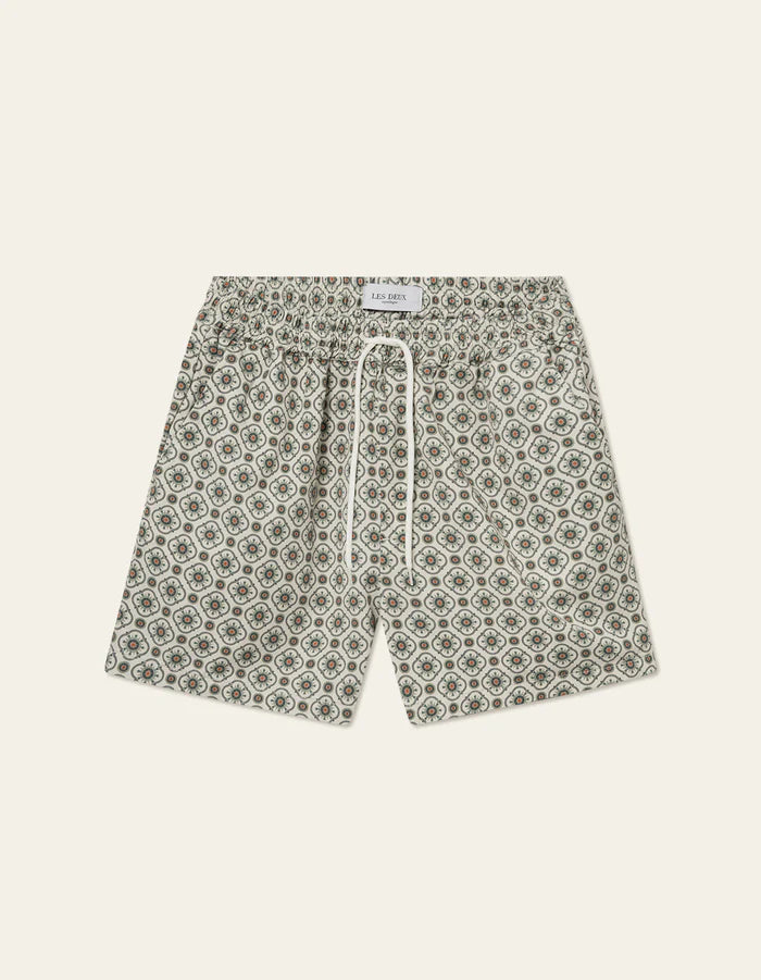 LES DEUX TAPESTRY SHORTS IN IVORY / LIGHT JADE GREEN in IVORY / LIGHT JADE GREEN — main product view
