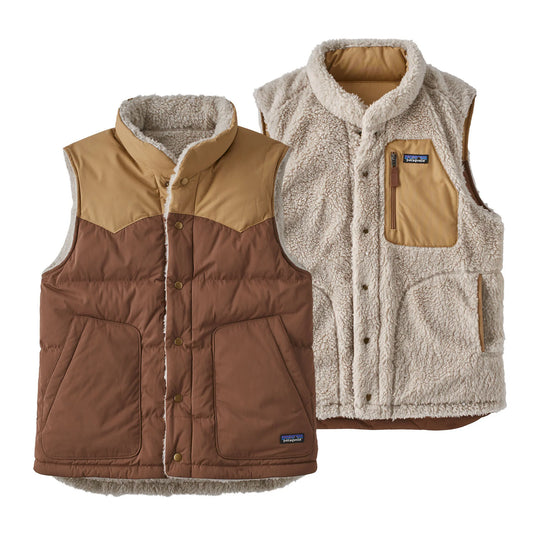 Patagonia - PATAGONIA REVERSIBLE BIVY DOWN VEST IN MOOSE BROWN - Rent With Thred