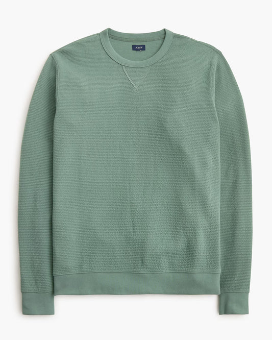 J CREW WAFFLE-KNIT CREWNECK SWEATSHIRT IN VINTAGE LAUREL