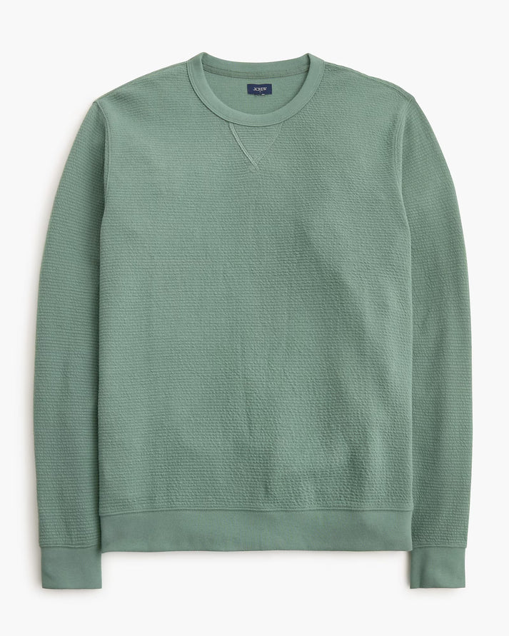 J CREW WAFFLE-KNIT CREWNECK SWEATSHIRT IN VINTAGE LAUREL