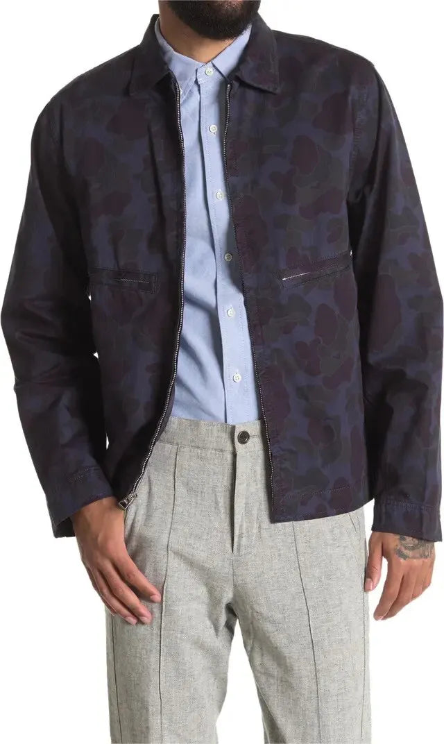 ALEX MILL HERRINGBONE JACKET IN NAVY CAMO