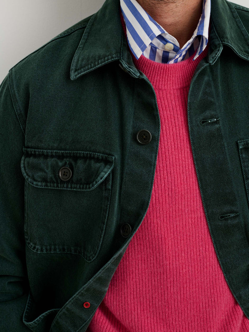 ALEX MILL GARMENT DYED WORK JACKET IN RECYCLED DENIM DARK SPRUCE in RECYCLED DENIM DARK SPRUCE — view 2