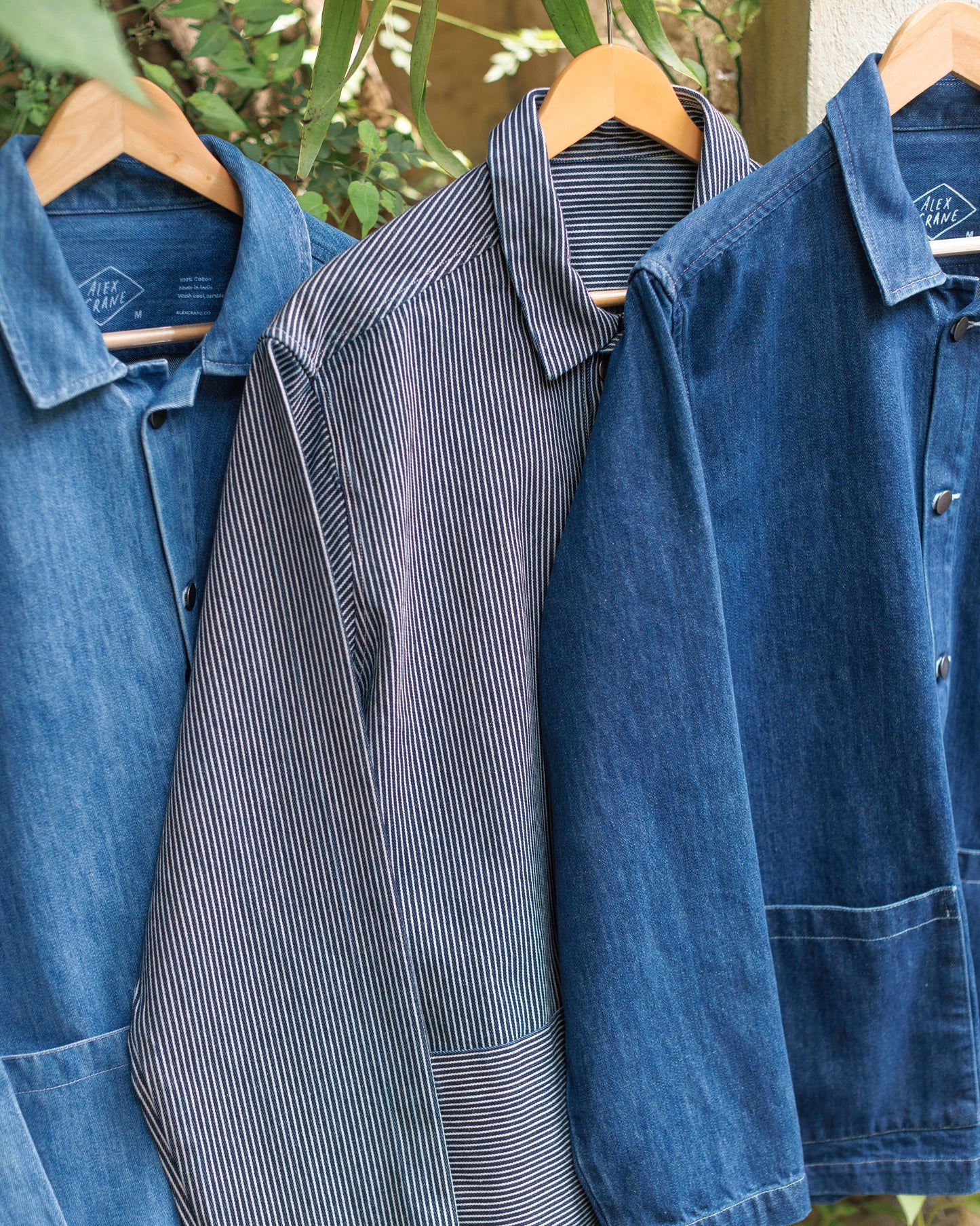 ALEX CRANE DENIM KITE JACKET IN INDIGO LINES