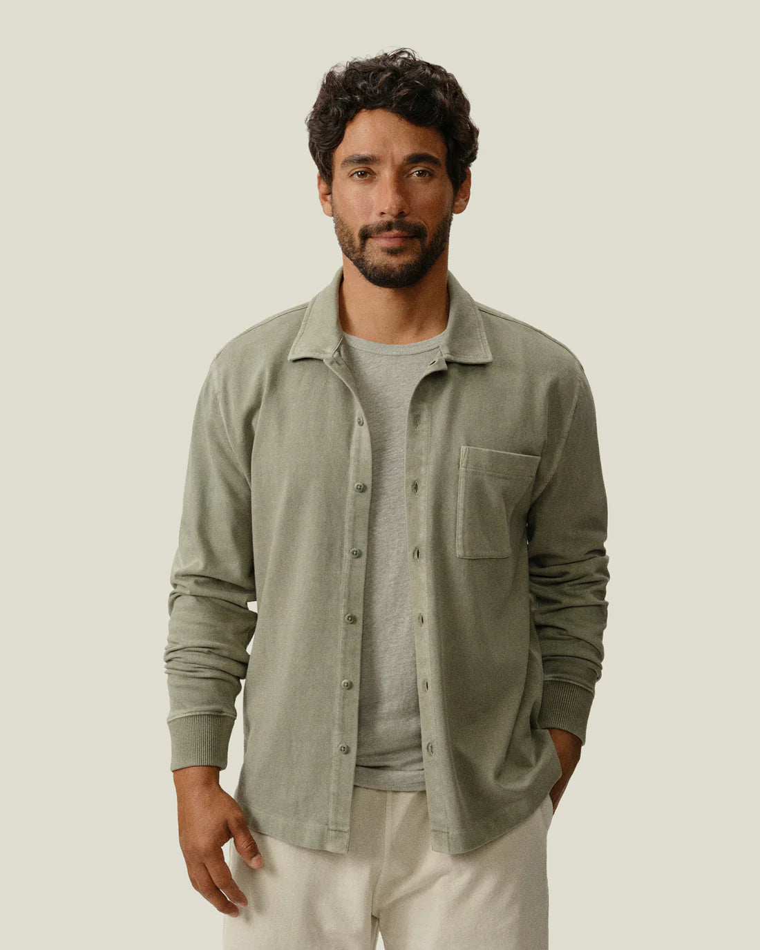 ALEX CRANE CAZA KNIT SHIRT IN SEAGRASS in SEAGRASS — main product view