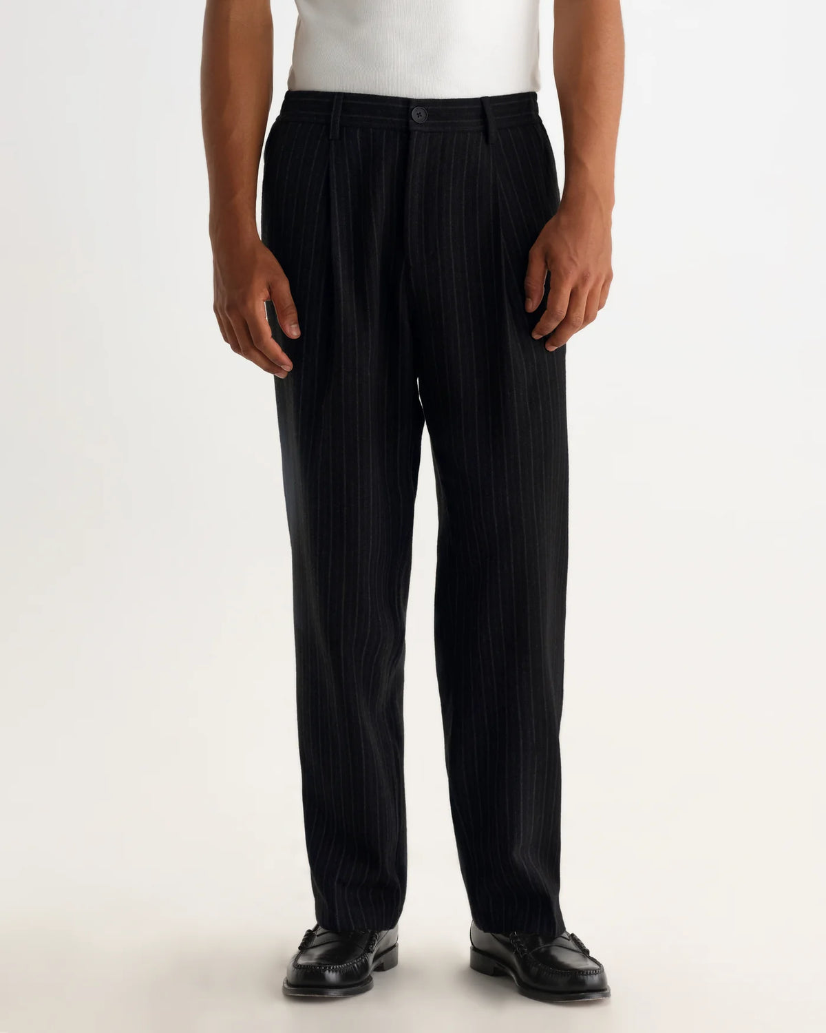 WAX LONDON MALHAM LINEN TROUSER IN FLANNEL STRIPE