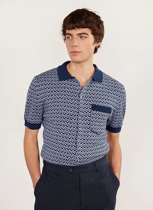 PERCIVAL CASA PICCANTE SHIRT IN BLUE JACQUARD