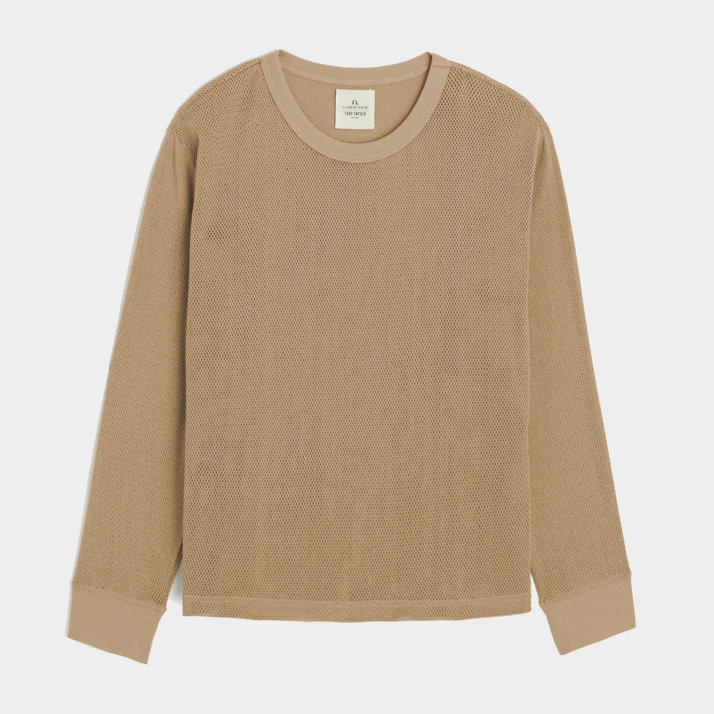 TODD SNYDER X GARDENHEIR COTTON MESH LONG SLEEVE SHIRT IN WHEAT