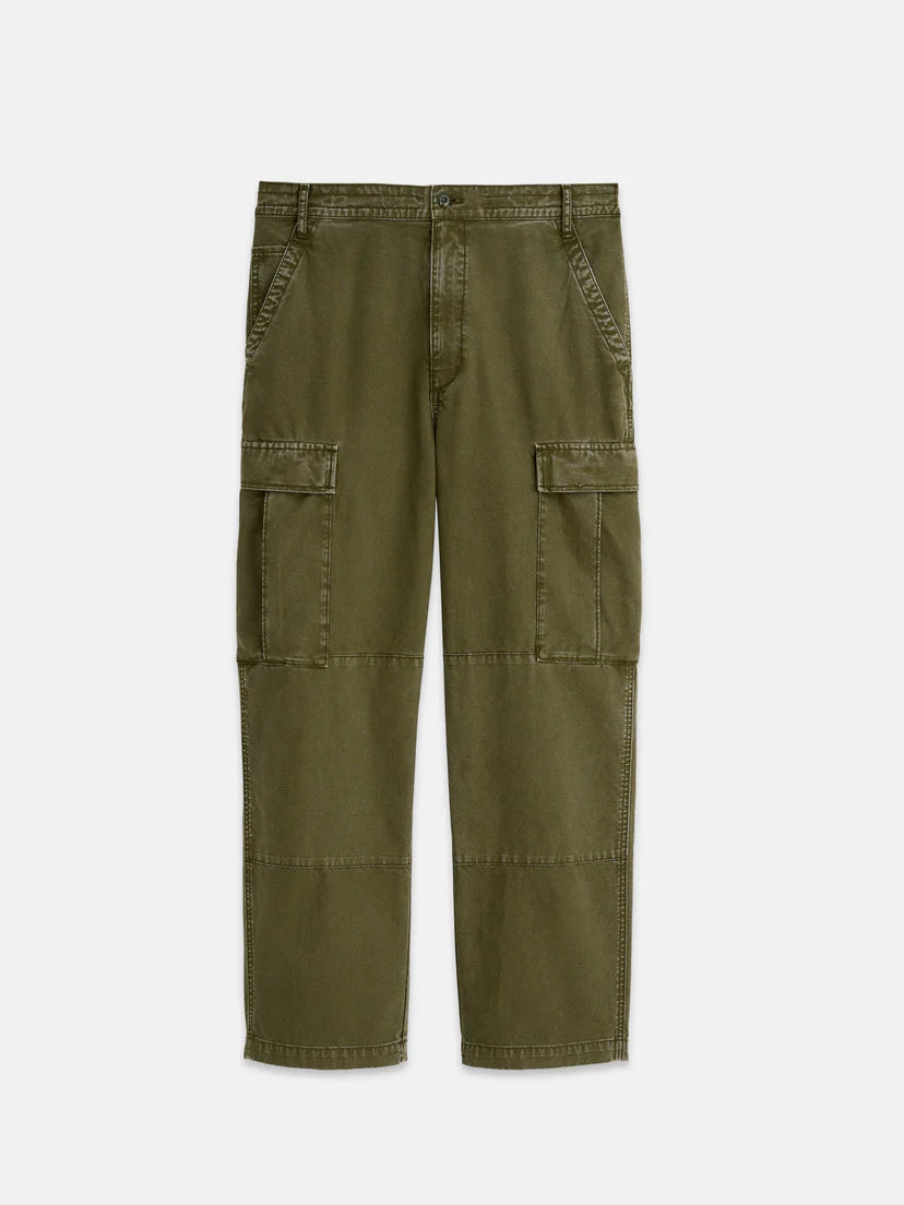 ALEX MILL GARMENT DYED CANVAS CARGO PANT IN FIELD OLIVE