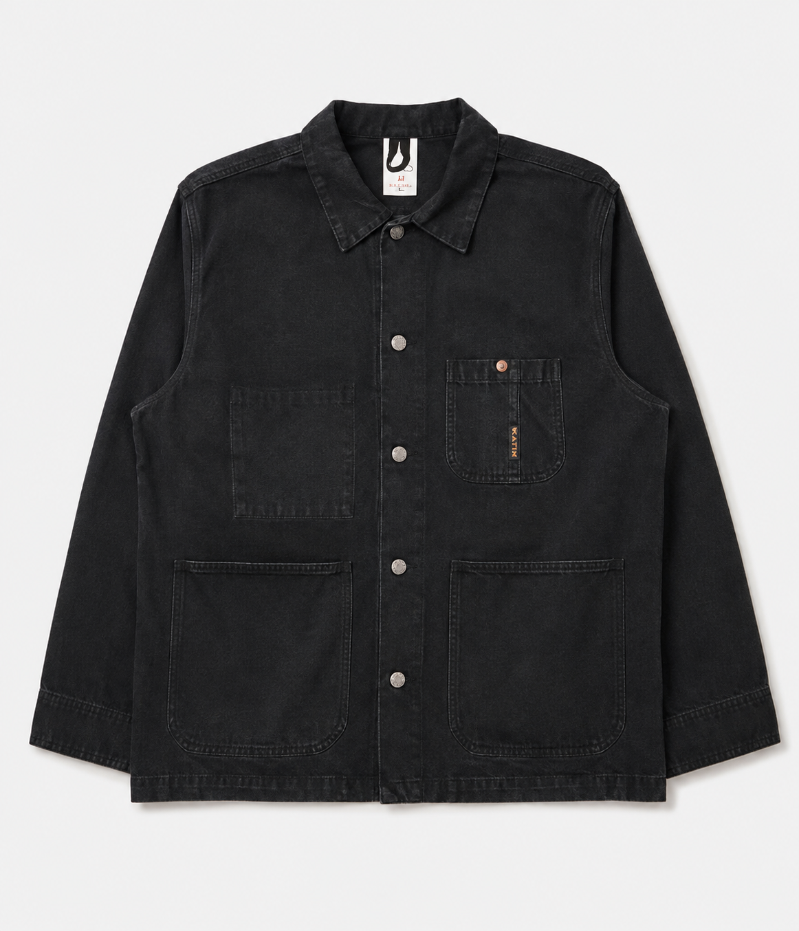 NUDIE JEANS HOWIE CHORE JACKET IN DUCK CANVAS BLACK in DUCK CANVAS BLACK — main product view