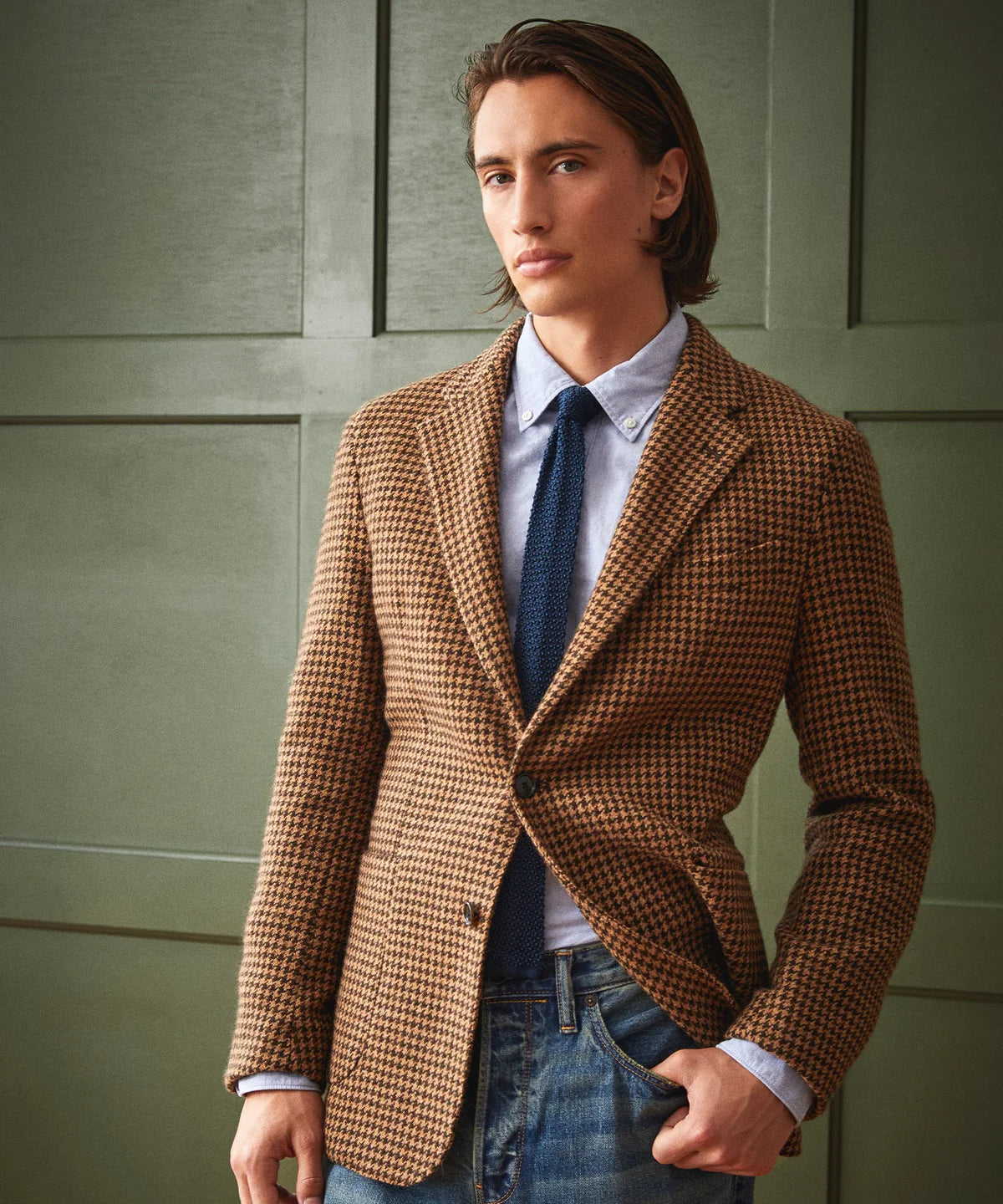 TODD SNYDER ITALIAN MADISON SPORT COAT IN BROWN HOUNDSTOOTH in BROWN HOUNDSTOOTH — view 2