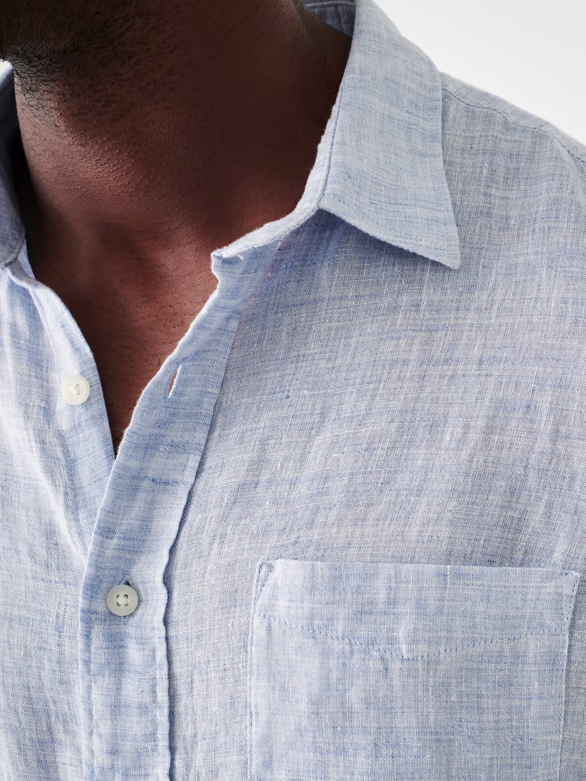 FAHERTY LINEN LAGUNA SHIRT IN LIGHT BLUE MELANGE in LIGHT BLUE MELANGE — view 2