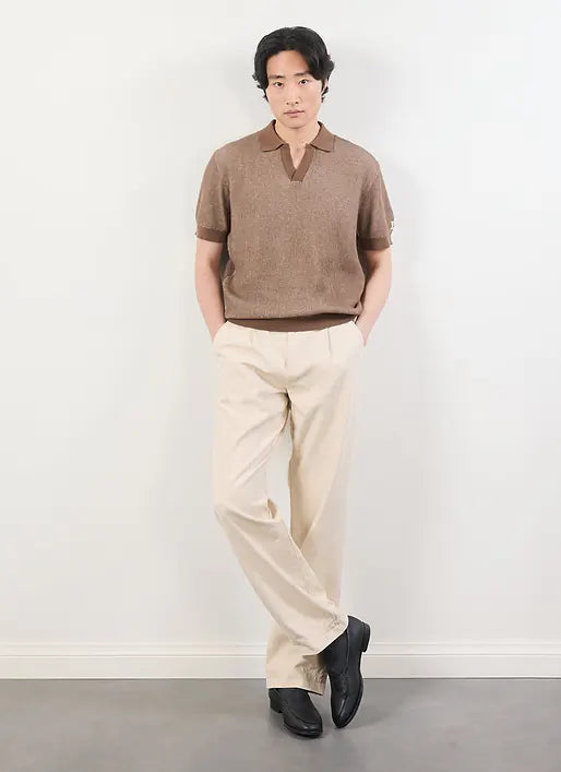 PERCIVAL TIVOLI COTTON KNITTED POLO IN BROWN in BROWN — view 2