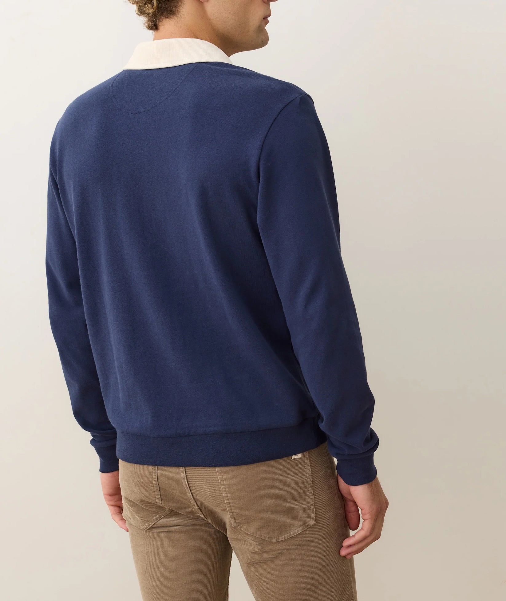 MARINE LAYER SUEDED RUGBY POLO IN MOOD INDIGO in MOOD INDIGO — view 3