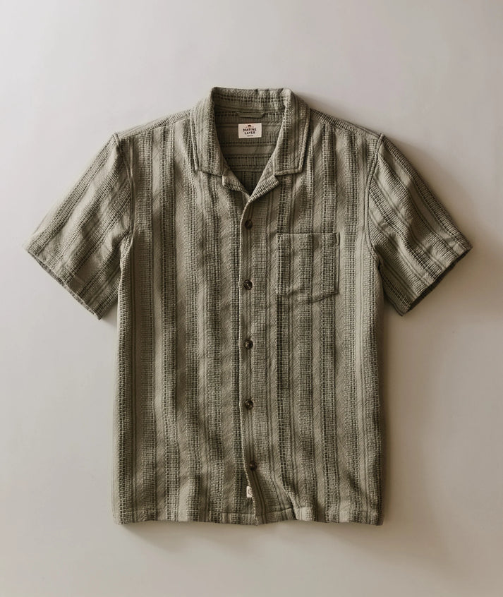 MARINE LAYER DOBBY RESORT SHIRT IN OLIVE