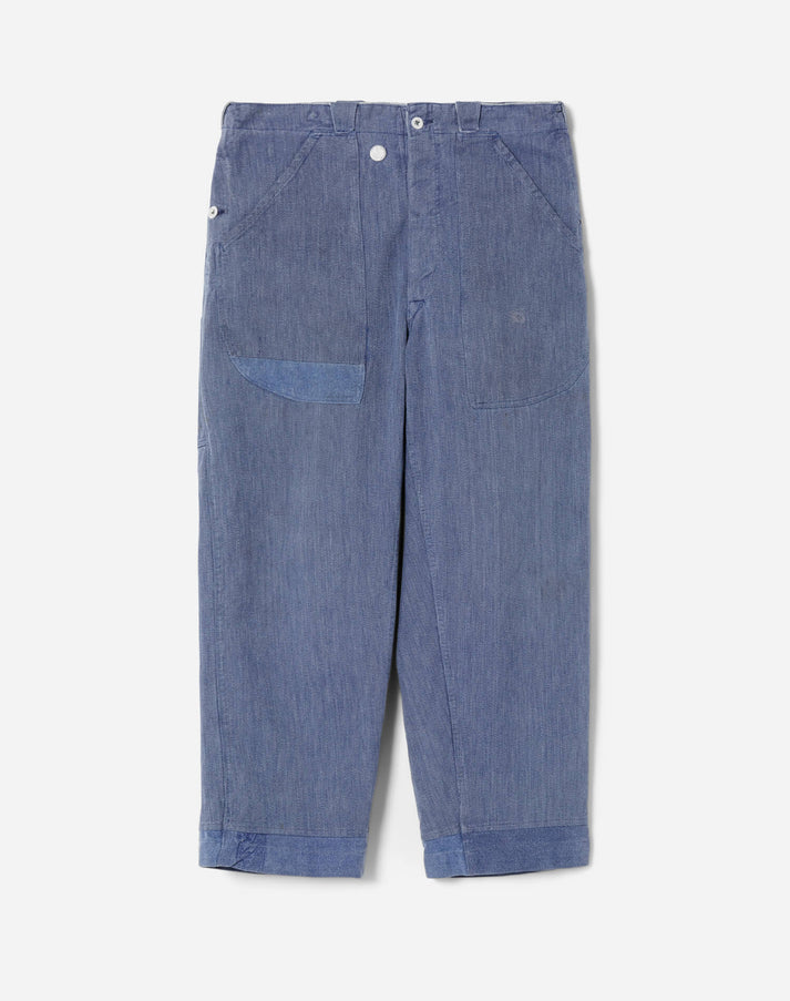 RE/DONE UPCYCLED SWISS DECK TROUSERS IN ASSORTED BLUE
