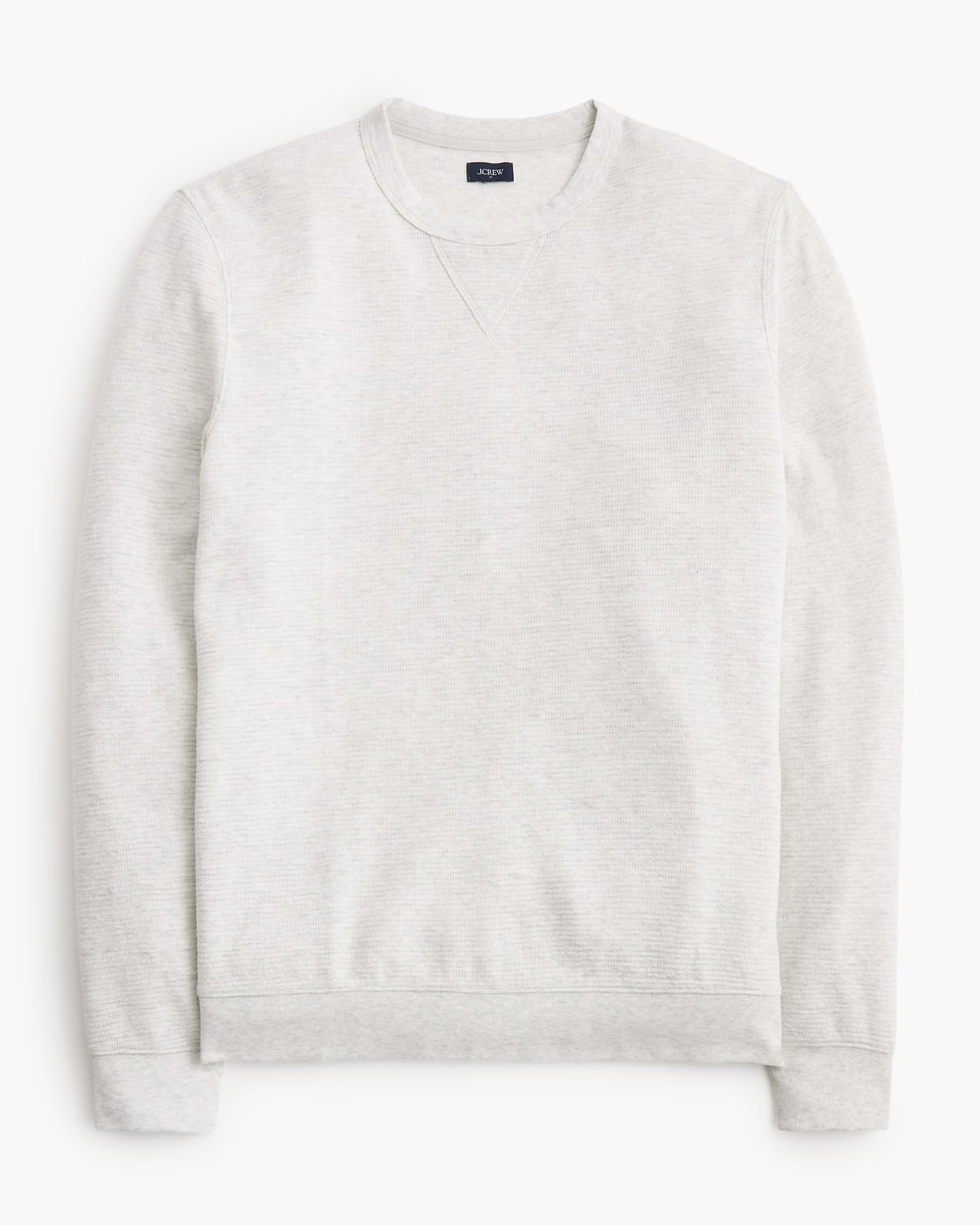 J. Crew J CREW WAFFLE-KNIT CREWNECK SWEATSHIRT IN HEATHER MIST in HEATHER MIST — main product view
