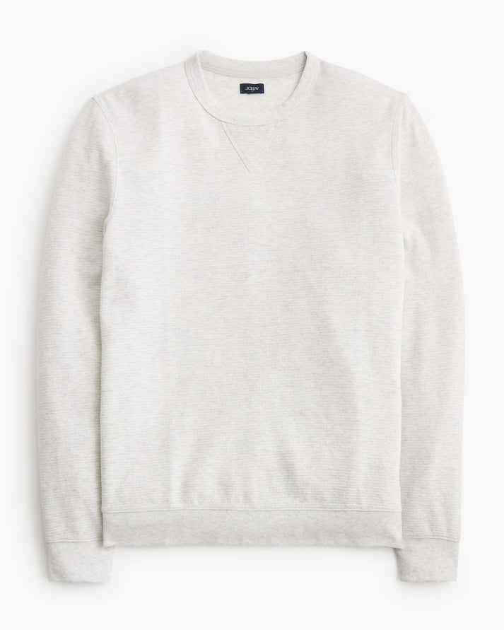 J CREW WAFFLE-KNIT CREWNECK SWEATSHIRT IN HEATHER MIST