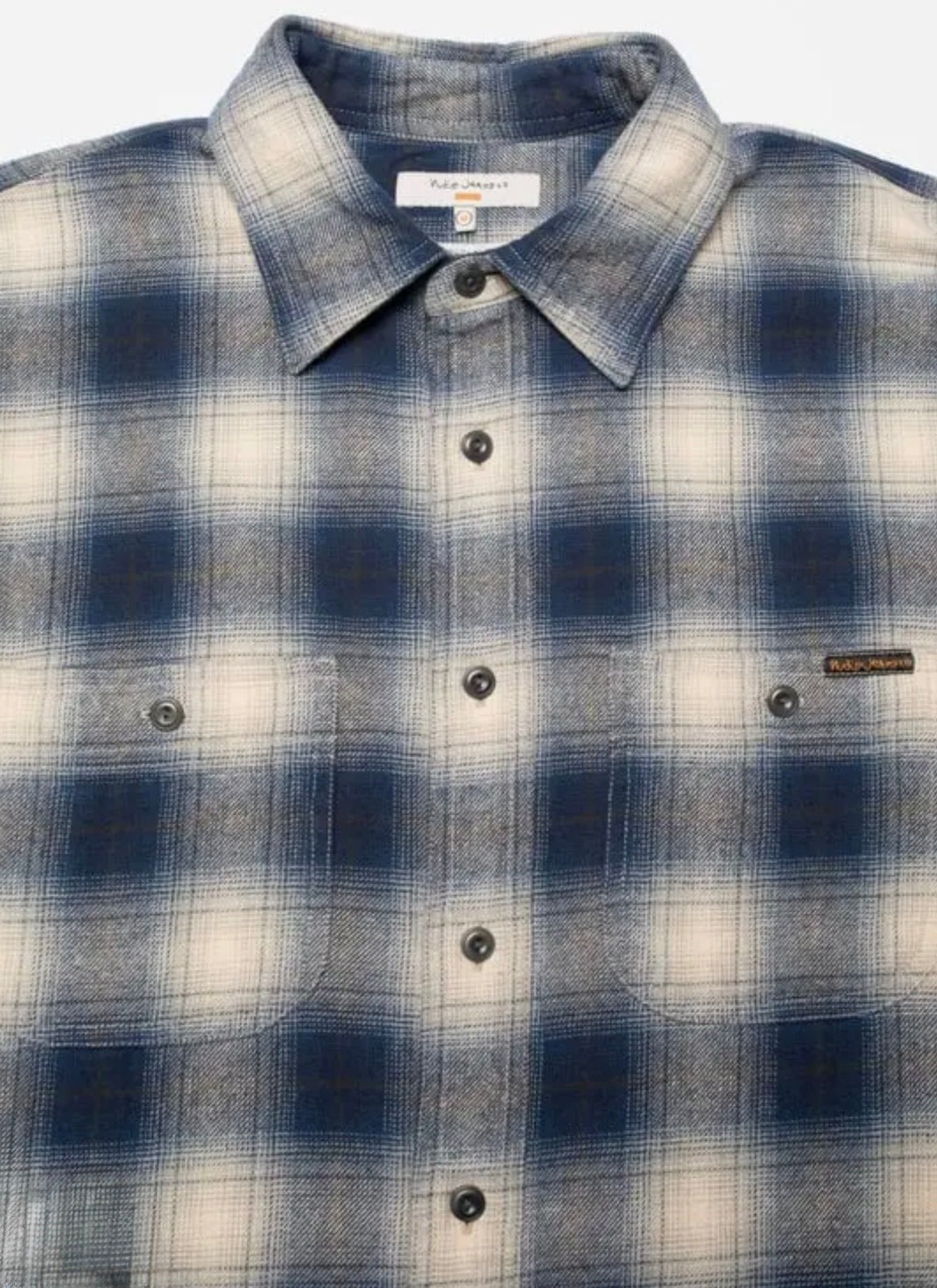 NUDIE JEANS JULIAN WORKER SHIRT IN CHECKED BLUE
