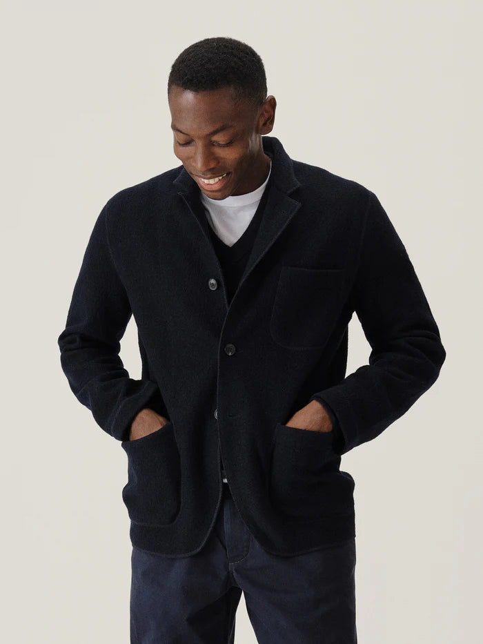 BUCK MASON FELTED CHORE COAT IN NAVY in NAVY — view 2