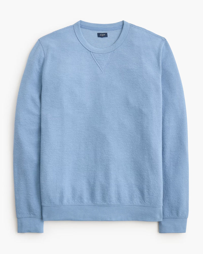 J CREW WAFFLE-KNIT CREWNECK SWEATSHIRT IN LAKE VIEW HEATHER