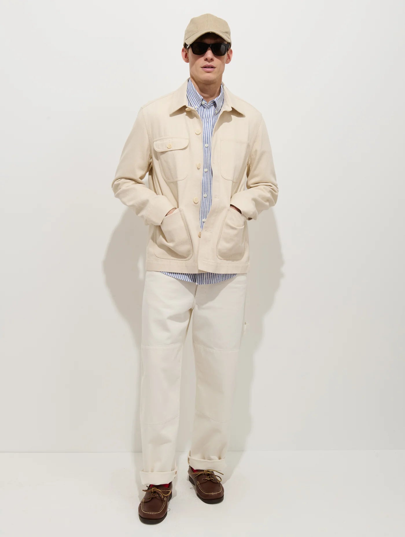ALEX MILL GARMENT DYED WORK JACKET IN RECYCLED DENIM IN NATURAL in RECYCLED DENIM IN NATURAL — view 2