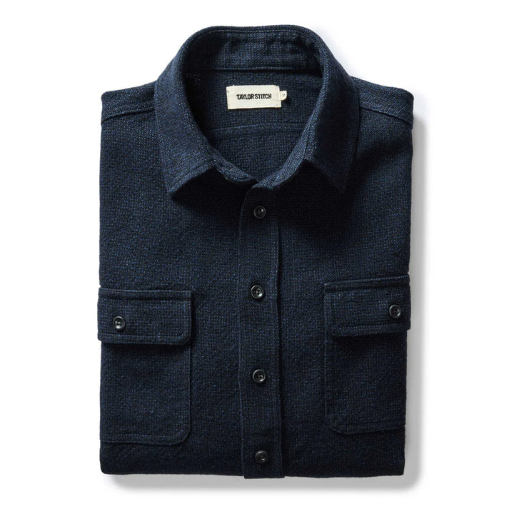 TAYLOR STITCH LEDGE SHIRT IN DARK NAVY LINEN TWEED